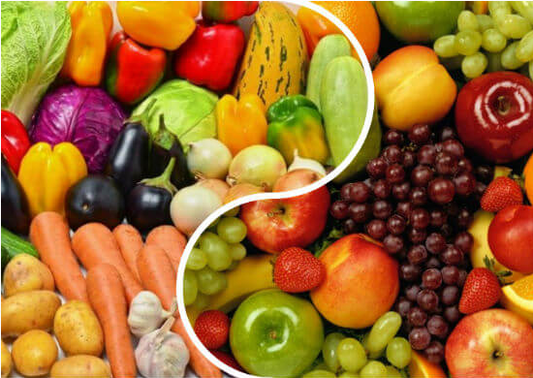 trái cây và rau quả để giảm cân
